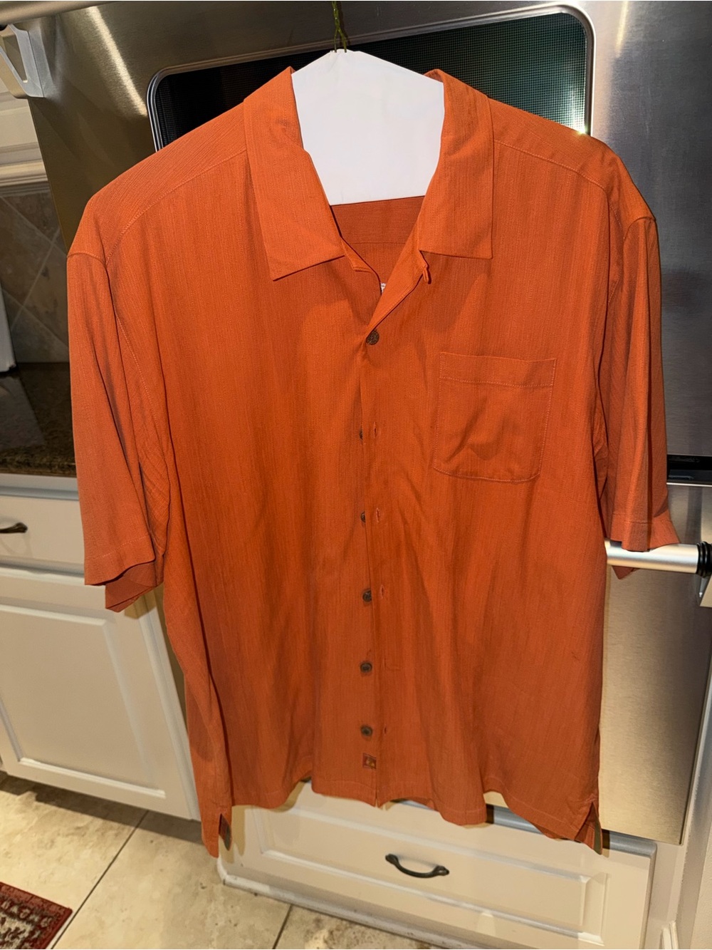 Tommy Bahama Orange Short-Sleeve Button-Down Camp Shirt